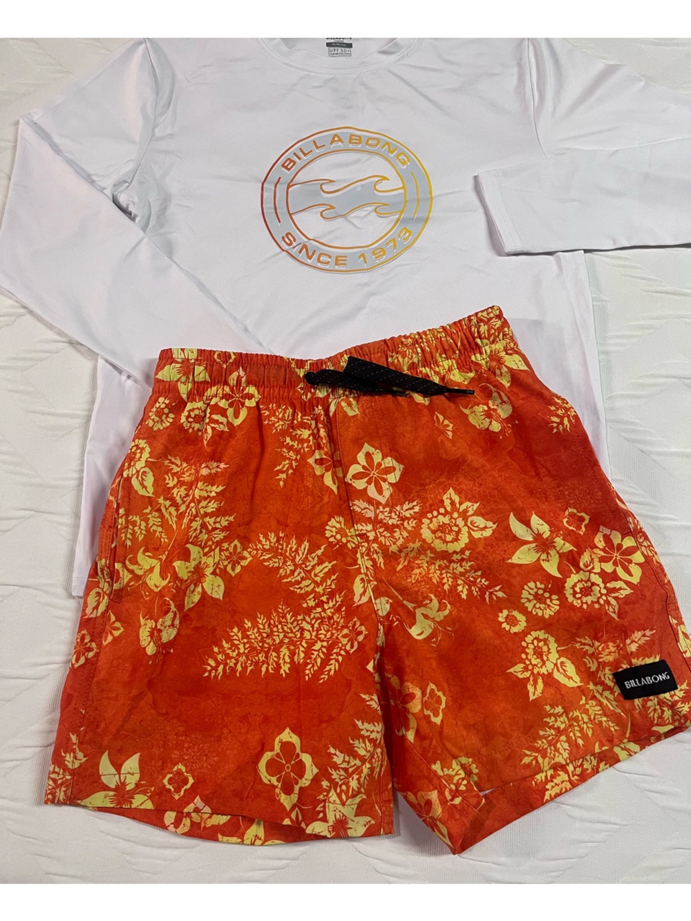 NWOT Billabong Kid's Orange Floral Board Shorts 7/8